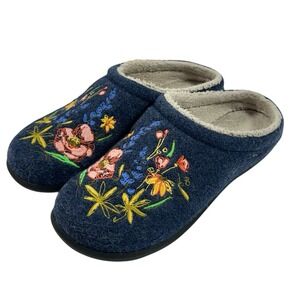LL Bean Daybreak Scuff Motif 2 Slippers Womens Night Jess Floral Franks Blue